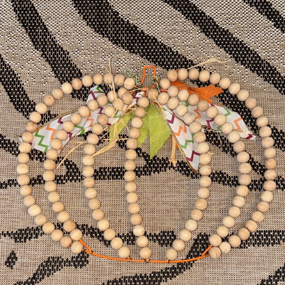 Wood Bead Pumpkin Wall Decor
